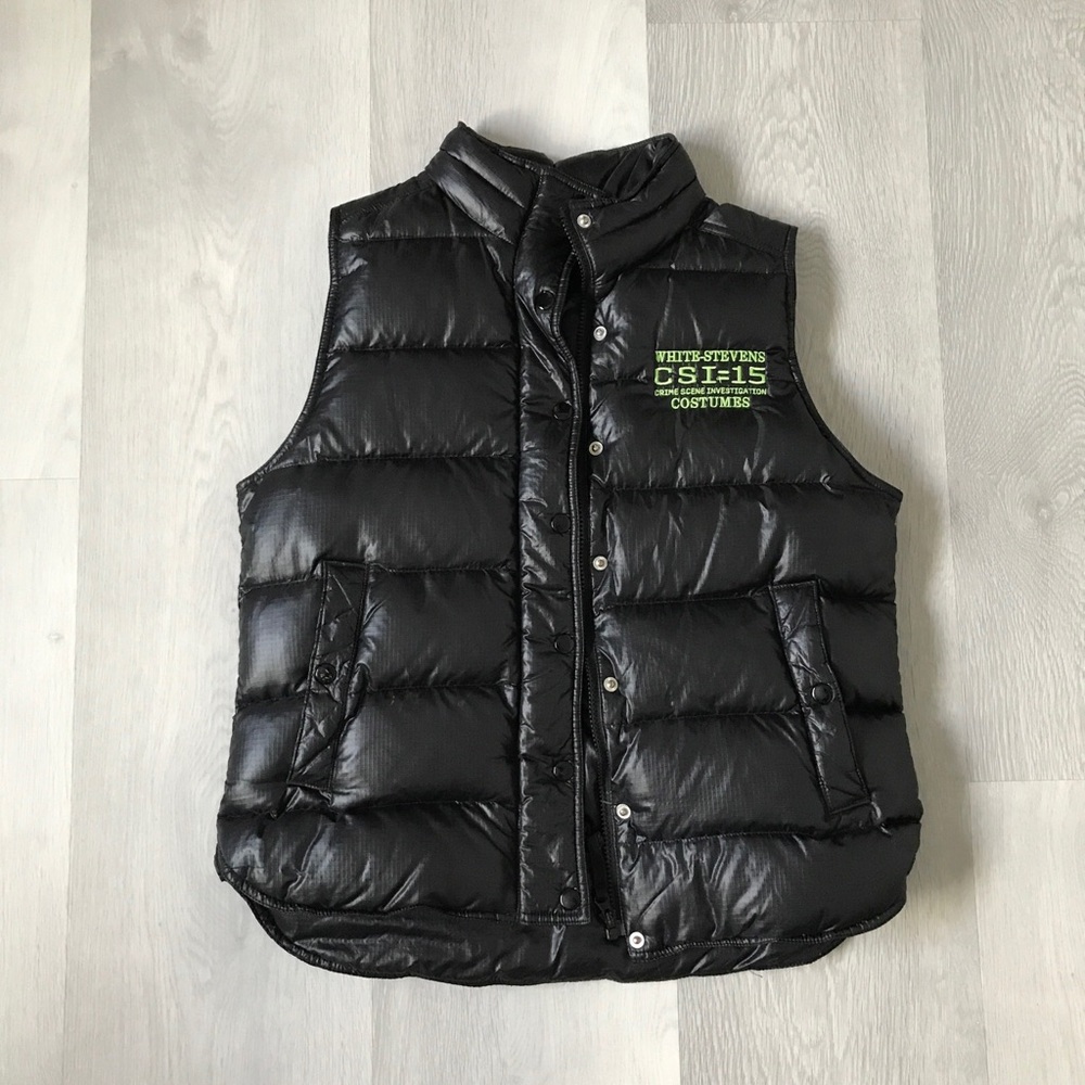 J CREW BLACK QUILTED DOWN FILLED RIP STOP VEST ZIP BUTTON WOMENS MEDIUM
